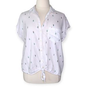 Old Navy Cactus-Print Tie-Hem Shirt for Women